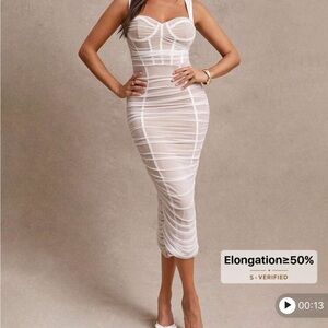 SHEIN White Striped Midi Dress